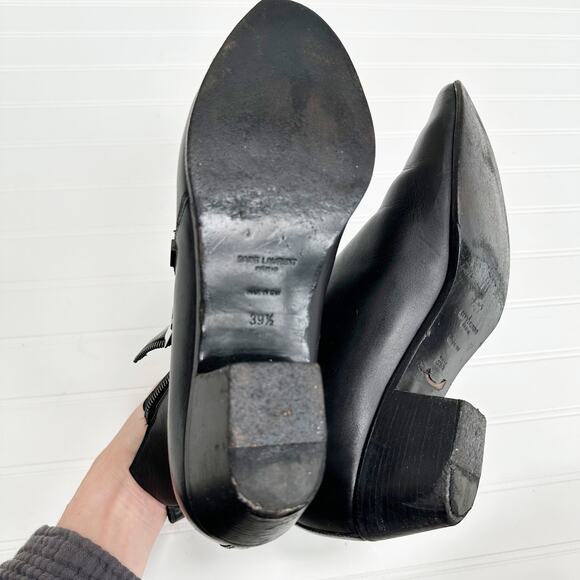 Saint Laurent Rock Chelsea Black Leather Ankle Boots Western Smooth 39.5 - Picture 13 of 15